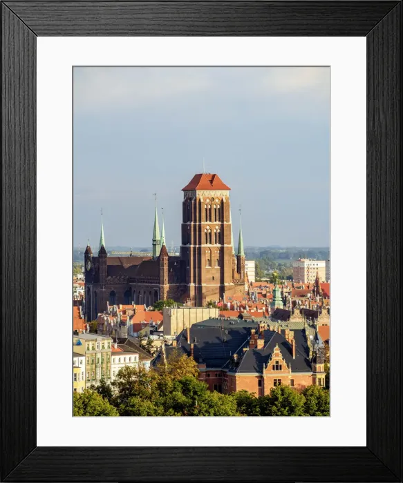 Framed Print : Poland, Pomeranian Voivodeship, Gdansk, Elevated view of the Old Town, St Framed Print : Poland, Pomeranian Voivodeship, Gdansk, Elevated view of the Old Town, St