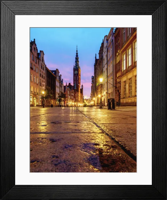 Framed Print : Poland, Pomeranian Voivodeship, Gdansk, Old Town, Twilight view of the Long Street Framed Print : Poland, Pomeranian Voivodeship, Gdansk, Old Town, Twilight view of the Long Street