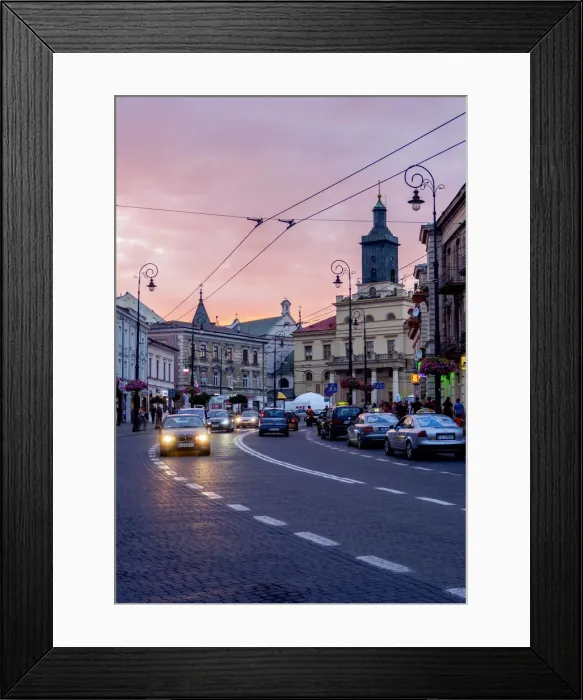 Framed Print : Poland, Lublin Voivodeship, City of Lublin, Krolewska Street and City Hall at sunset Framed Print : Poland, Lublin Voivodeship, City of Lublin, Krolewska Street and City Hall at sunset