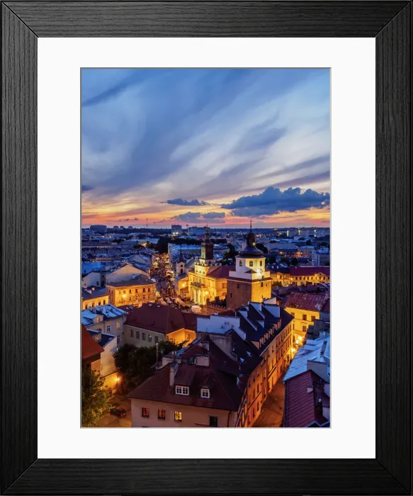 Framed Print : Poland, Lublin Voivodeship, City of Lublin, Old Town, Elevated view towards the Krakow