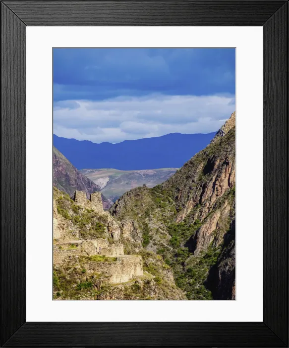 Framed Print : Pinkuylluna, Inca Storehouses, Ollantaytambo, Sacred Valley, Cusco Region, Peru