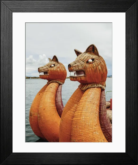 Framed Print : Traditional Reed Boat, Uros Floating Islands, Lake Titicaca, Puno Region, Peru