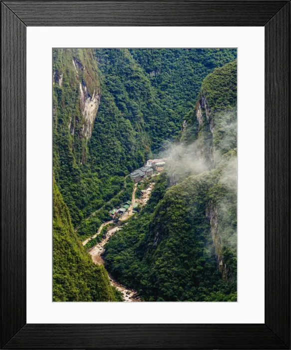 Framed Print : Aguas Calientes seen from Machu Picchu, elevated view, Cusco Region, Peru Framed Print : Aguas Calientes seen from Machu Picchu, elevated view, Cusco Region, Peru