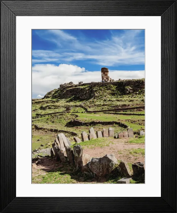 Framed Print : Stone Circle and Chullpa in Sillustani, Puno Region, Peru Framed Print : Stone Circle and Chullpa in Sillustani, Puno Region, Peru