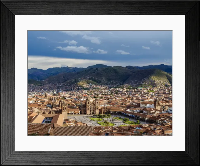Framed Print : Main Square, Old Town, elevated view, Cusco, Peru Framed Print : Main Square, Old Town, elevated view, Cusco, Peru