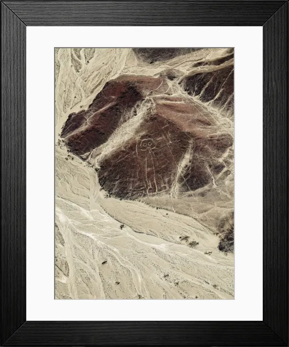 Framed Print : The Astronaut Geoglyph, aerial view, Nazca, Ica Region, Peru Framed Print : The Astronaut Geoglyph, aerial view, Nazca, Ica Region, Peru