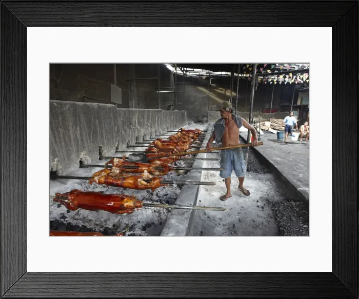 Framed Print : Asia, South East Asia, Philippines, Manila, spit roast piglet (lechon) Framed Print : Asia, South East Asia, Philippines, Manila, spit roast piglet (lechon)