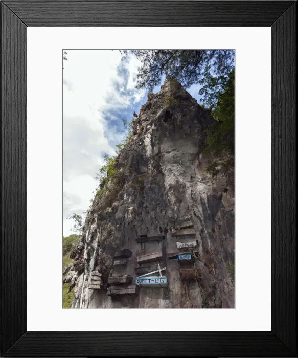 Framed Print : Asia, South East Asia, Philippines, Mountain Province, Sagada, a cliff face with hanging Framed Print : Asia, South East Asia, Philippines, Mountain Province, Sagada, a cliff face with hanging