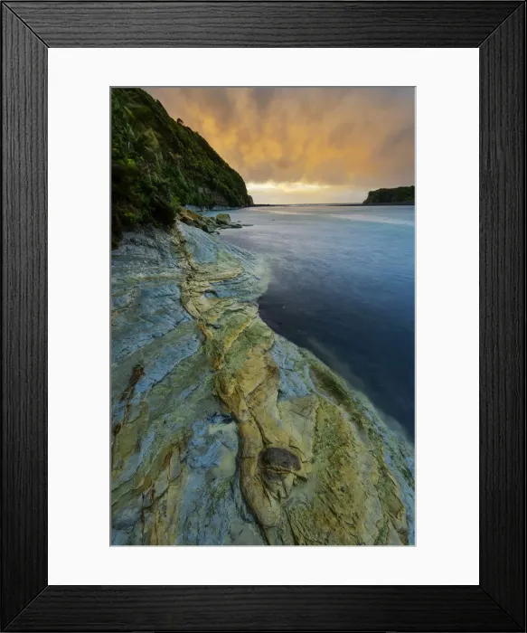 Framed Print : Oceania, New Zealand, Aotearoa, North Island, Tongapurutu, coast at sunset north of