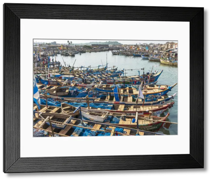 Framed Print : Africa, Ghana, Elmina harbour. Traditional wooden fishing boats in the harbour Framed Print : Africa, Ghana, Elmina harbour. Traditional wooden fishing boats in the harbour