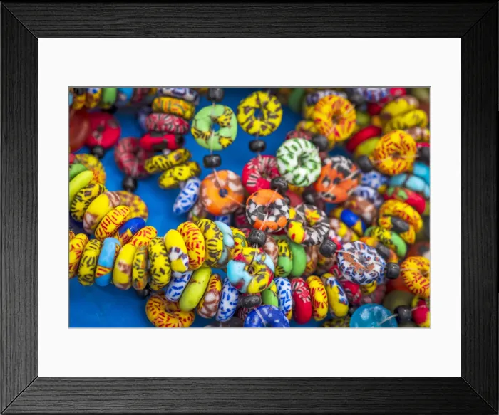 Framed Print : Africa, Ghana, Elmina. Handmade glass bead bracelets in Ampenyi Framed Print : Africa, Ghana, Elmina. Handmade glass bead bracelets in Ampenyi