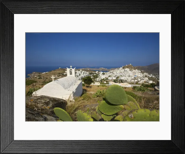 Framed Print : Church above Ios Town, Ios Island, Cyclades, Greece Framed Print : Church above Ios Town, Ios Island, Cyclades, Greece