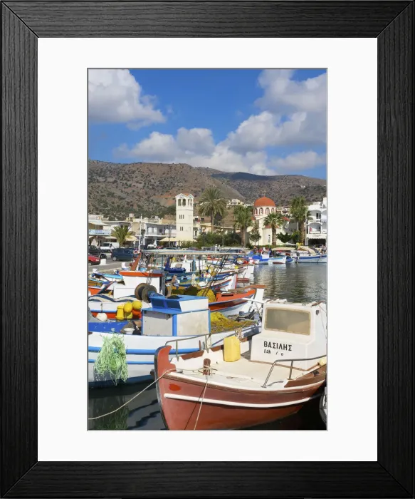 Framed Print : Fishing boats in the port of Elounda, Crete, Greece Framed Print : Fishing boats in the port of Elounda, Crete, Greece