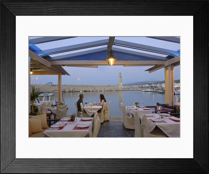 Framed Print : Restaurant of the waterfront, Rethimno, Crete, Greece, Europe Framed Print : Restaurant of the waterfront, Rethimno, Crete, Greece, Europe