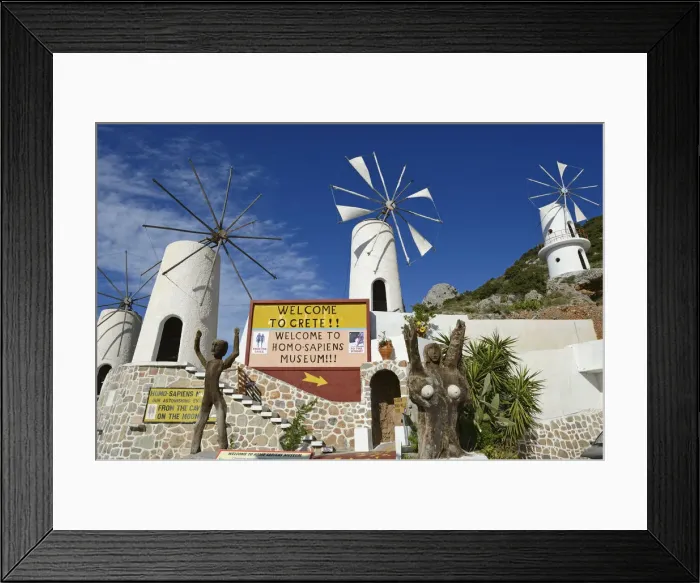 Framed Print : Homo sapiens Museum, Lassithi plateau, Crete, Greece, Europe Framed Print : Homo sapiens Museum, Lassithi plateau, Crete, Greece, Europe