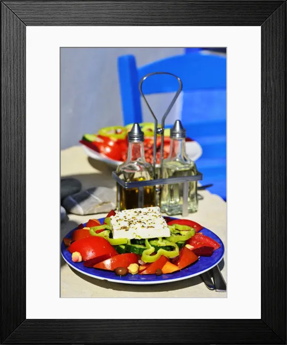 Framed Print : Greek salad in taverna in Mirtos, Crete, Greece, Europe Framed Print : Greek salad in taverna in Mirtos, Crete, Greece, Europe