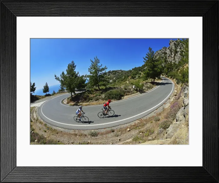 Framed Print : Road cyclists at Episkopi, Crete, Greece, Europe MR