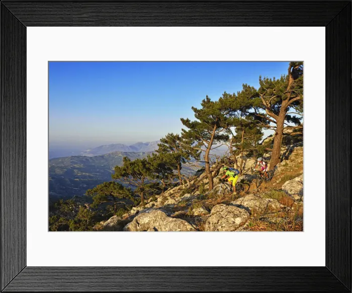 Framed Print : Mountain bikers in Stavros, Selakano overlooking Agios Nikolaos, Crete, Greece, Europe Framed Print : Mountain bikers in Stavros, Selakano overlooking Agios Nikolaos, Crete, Greece, Europe