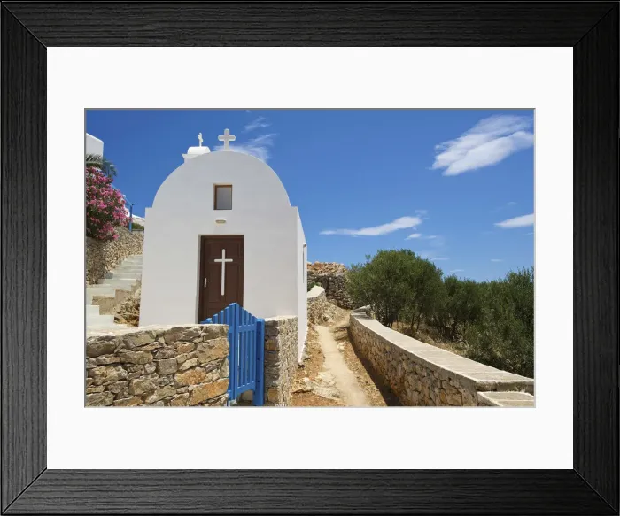 Framed Print : Church in Chora, Folegandros, Cyclades, Greece