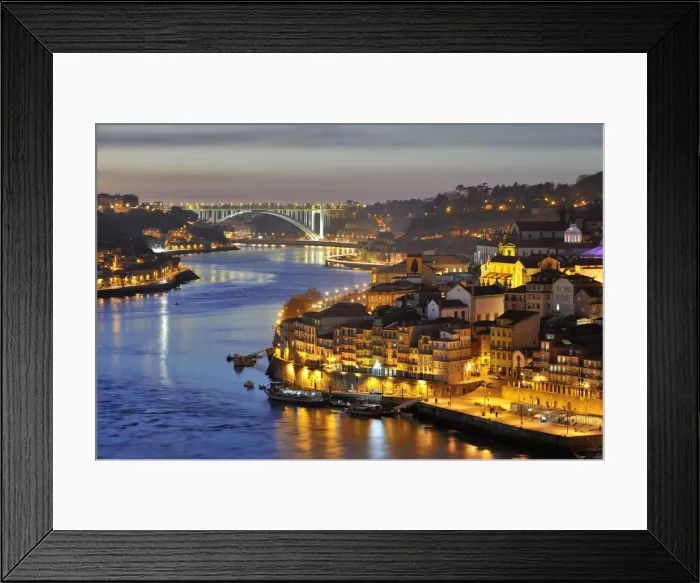 Framed Print : Oporto. Ribeira, a Unesco World Heritage Site at dusk. Portugal Framed Print : Oporto. Ribeira, a Unesco World Heritage Site at dusk. Portugal