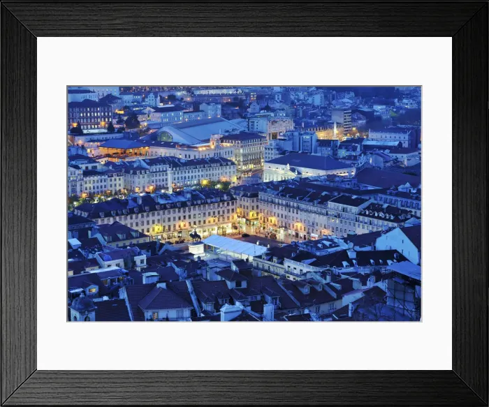 Framed Print : Praca da Figueira in the Baixa district, the historical center of Lisbon, at twilight Framed Print : Praca da Figueira in the Baixa district, the historical center of Lisbon, at twilight