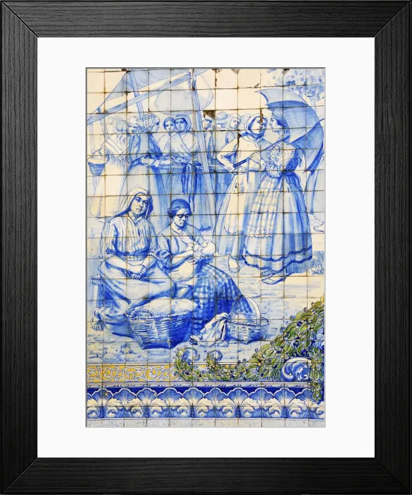 Framed Print : Traditional tiles with rural scenes in Viseu. Portugal Framed Print : Traditional tiles with rural scenes in Viseu. Portugal
