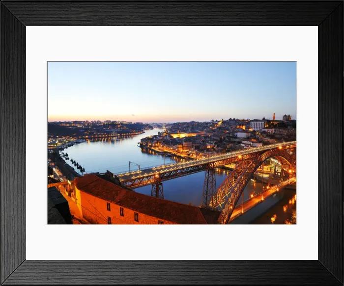 Framed Print : Oporto, capital of the Port wine, with the Douro river and Dom Luis bridge at sunset Framed Print : Oporto, capital of the Port wine, with the Douro river and Dom Luis bridge at sunset