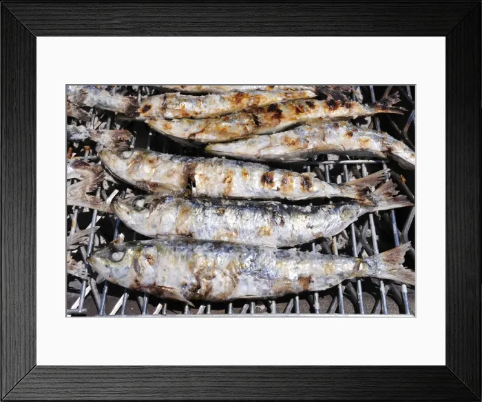 Framed Print : Grilled sardines, one of the delights of Setubal. Portugal Framed Print : Grilled sardines, one of the delights of Setubal. Portugal