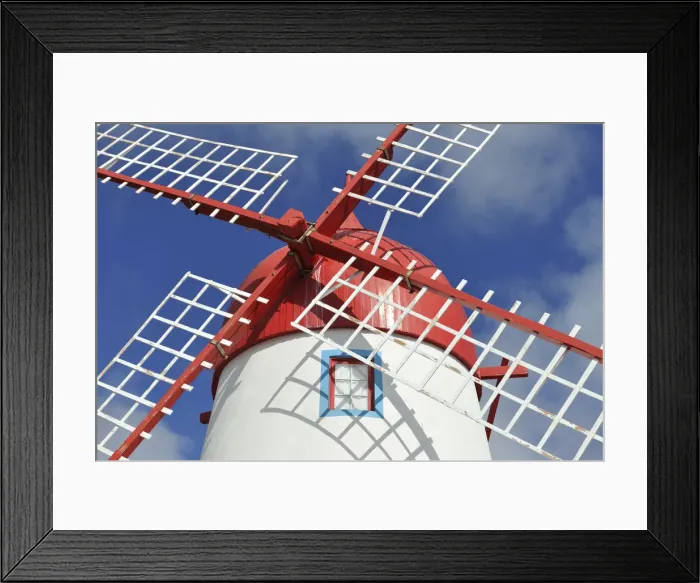 Framed Print : A traditional windmill in Sao Mateus. Graciosa, Azores islands, Portugal