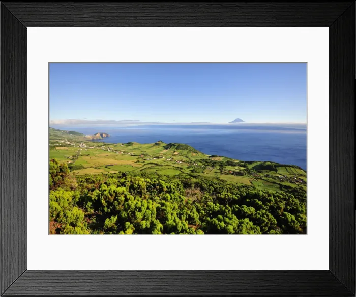 Framed Print : Volcanic craters along the Sao Jorge island and the Pico volcano on the horizon Framed Print : Volcanic craters along the Sao Jorge island and the Pico volcano on the horizon