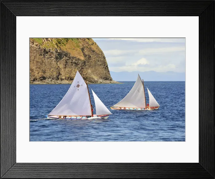 Framed Print : Whaling boats regattas in the sea channel between Faial and Pico islands Framed Print : Whaling boats regattas in the sea channel between Faial and Pico islands