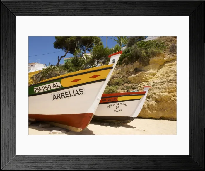 Framed Print : Traditional fishing boats in Carvoeiro, Algarve, Portugal Framed Print : Traditional fishing boats in Carvoeiro, Algarve, Portugal