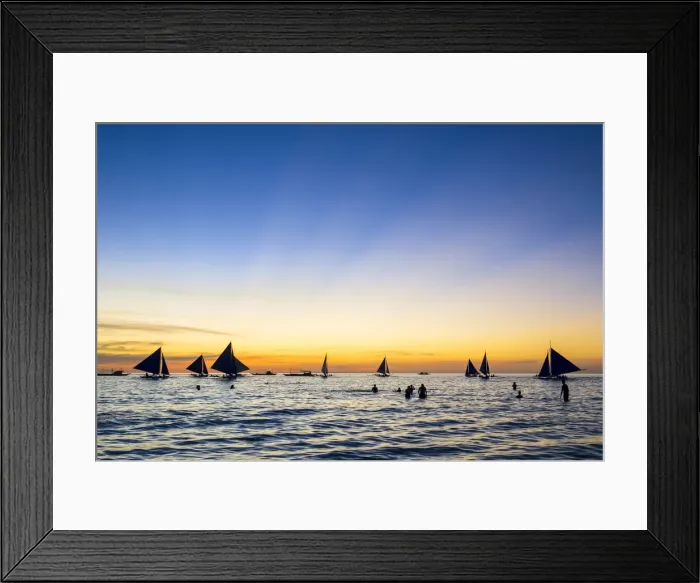 Framed Print : Sailboats at sunset on White Beach, Boracay Island, Aklan Province, Western Visayas Framed Print : Sailboats at sunset on White Beach, Boracay Island, Aklan Province, Western Visayas