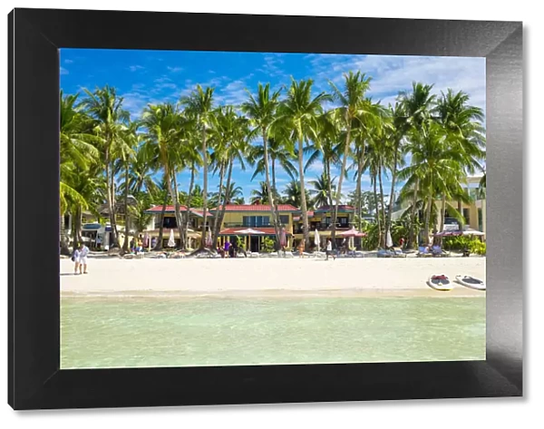 White sand and palm trees on White Beach, Boracay Island, Aklan Province, Western Visayas