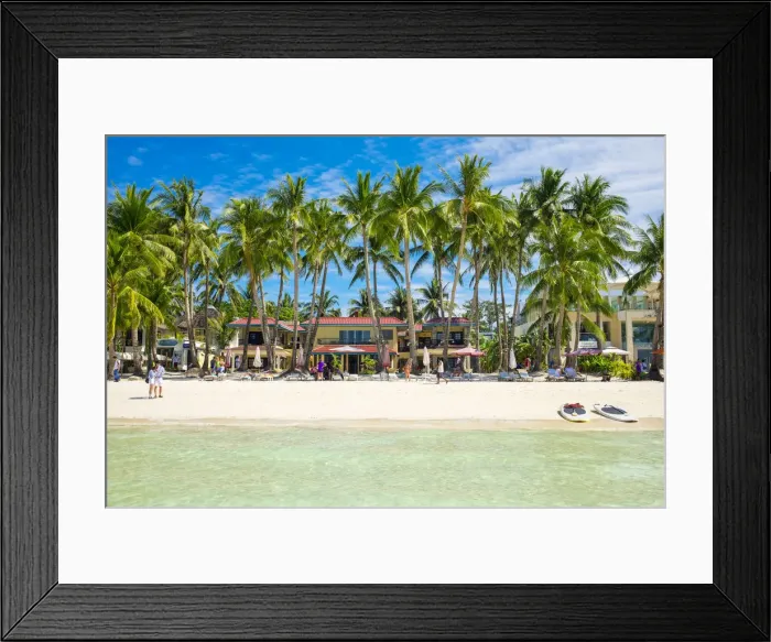 Framed Print : White sand and palm trees on White Beach, Boracay Island, Aklan Province, Western Visayas Framed Print : White sand and palm trees on White Beach, Boracay Island, Aklan Province, Western Visayas