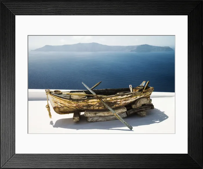 Framed Print : Fishing boat on the roof, Firostefani, Santorini (Thira), Greece Framed Print : Fishing boat on the roof, Firostefani, Santorini (Thira), Greece