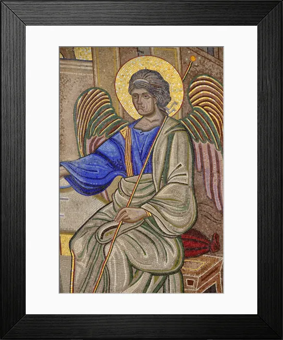 Framed Print : Mosaic on facade of church, Agios Nikolaos, Crete, Greece, Europe Framed Print : Mosaic on facade of church, Agios Nikolaos, Crete, Greece, Europe