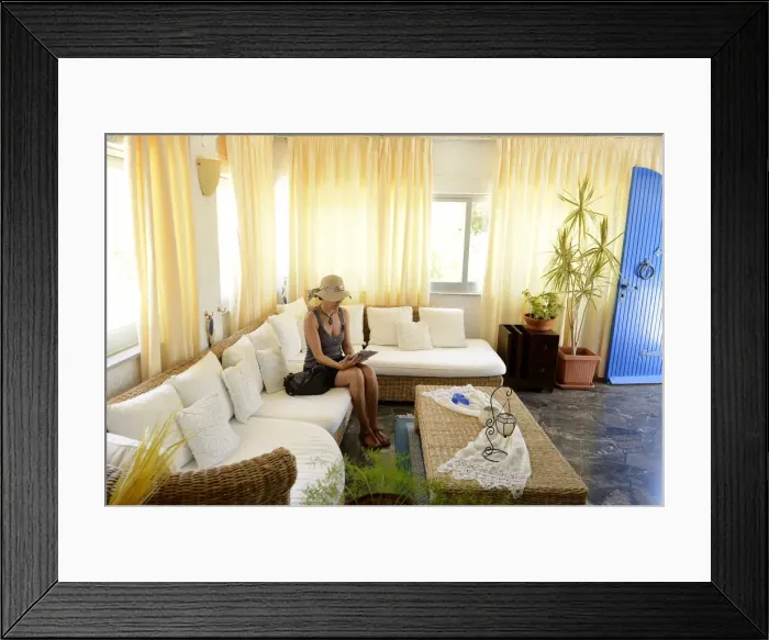 Framed Print : Lassion Golden Bay Hotel, Agia Fotia, Crete, Greece, Europe Model release 0009