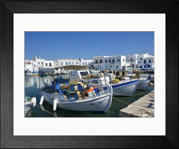 Framed Print : Fishing boats in Naoussa, Paros Island, Cyclades, Greece