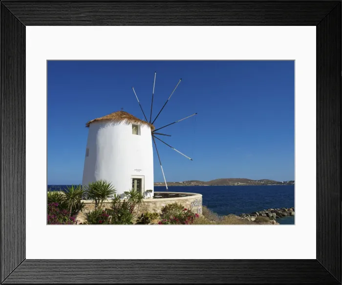 Framed Print : Windmill in Parikia, Paros Island, Cyclades, Greece