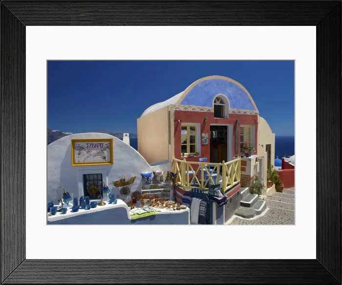 Framed Print : Tavern in Oia, Santorini, Cyclades, Greece Framed Print : Tavern in Oia, Santorini, Cyclades, Greece