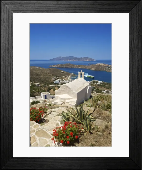 Framed Print : Church above Ios Bay, Ios Island, Cyclades, Greece Framed Print : Church above Ios Bay, Ios Island, Cyclades, Greece