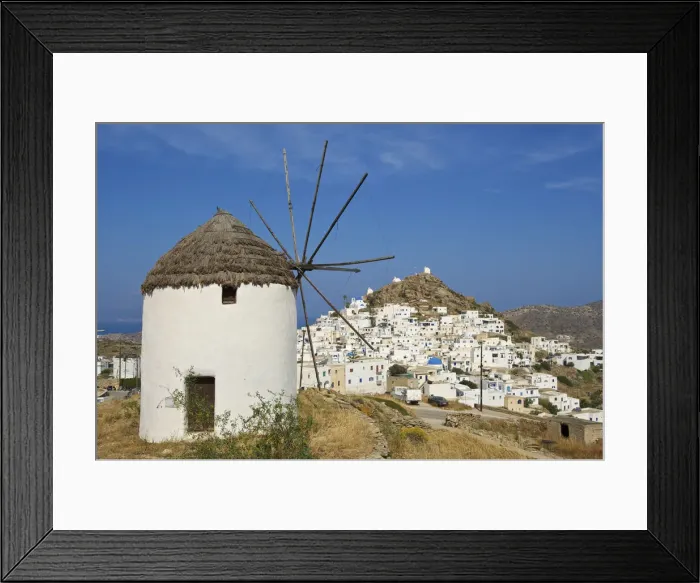 Framed Print : Windmill, Ios Town, Ios Island, Cyclades, Greece
