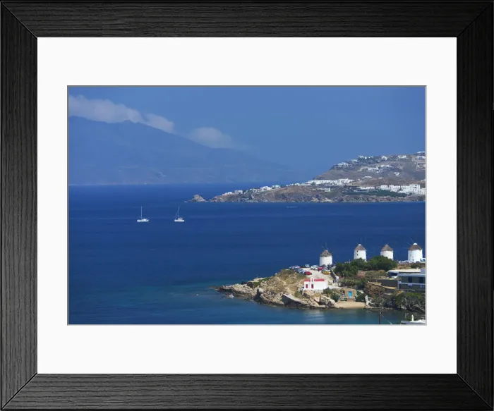 Framed Print : Europe, Greece, Cyklades, Mykonos, Cyclades island, Aegean Sea, windmills in Myconos town Framed Print : Europe, Greece, Cyklades, Mykonos, Cyclades island, Aegean Sea, windmills in Myconos town