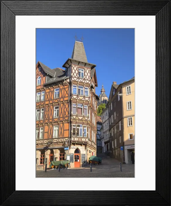 Framed Print : Building in Market Square (Markt), Marburg, Hesse, Germany