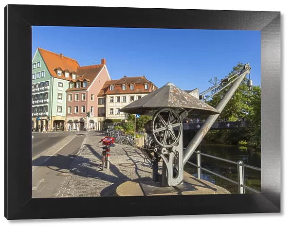 Am Cranen (historic cranes) along River Regnitz, Bamberg (UNESCO World Heritage Site)