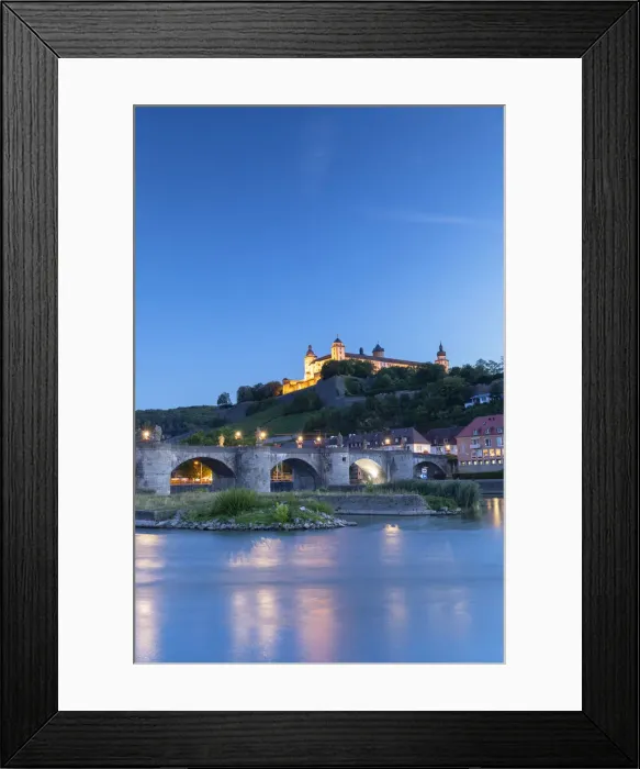 Framed Print : Marienberg Fortress and Old Main Bridge at dusk, Wurzburg, Bavaria, Germany Framed Print : Marienberg Fortress and Old Main Bridge at dusk, Wurzburg, Bavaria, Germany