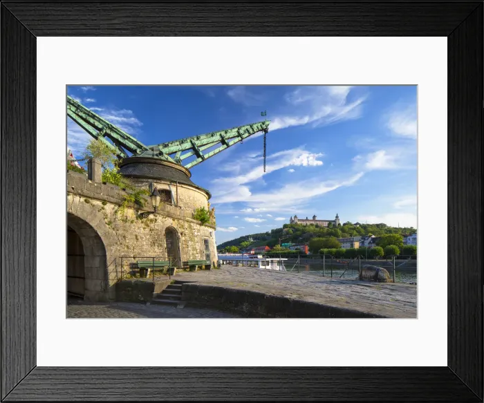 Framed Print : Alter Kranen (Old Cranes) beside River Main, Wurzburg, Bavaria, Germany Framed Print : Alter Kranen (Old Cranes) beside River Main, Wurzburg, Bavaria, Germany