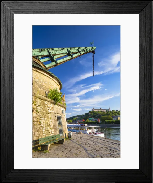 Framed Print : Alter Kranen (Old Cranes) beside River Main, Wurzburg, Bavaria, Germany Framed Print : Alter Kranen (Old Cranes) beside River Main, Wurzburg, Bavaria, Germany