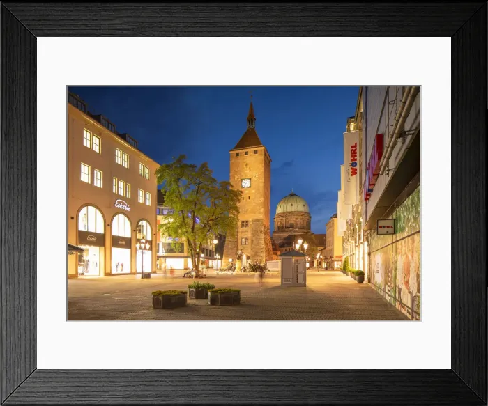Framed Print : Weisser Turm at dusk, Nuremberg, Bavaria, Germany